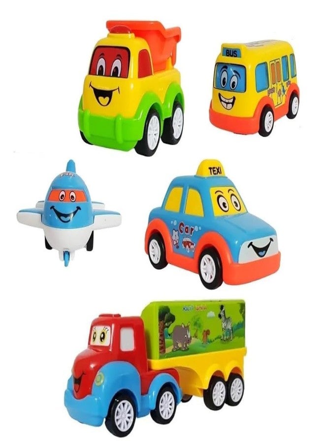 EONWISE Fun Auto Unbreakable Car Set Pull Back Transport Vehicles Push and Go Crawling Toy for Kids, Power Friction Cars Pull Back for 2+ Years Boys & Girls (Multi) (7pcs) - Image 1